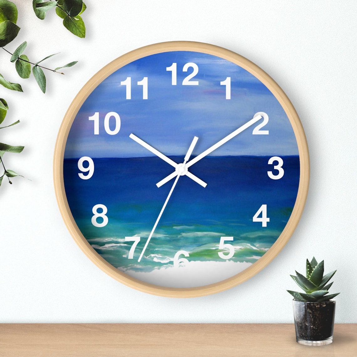 Beautiful beach coastal home Wall clock with my art. Etsy