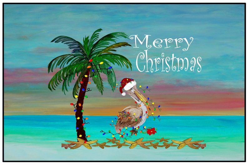 Santa Pelican in Holiday Light Christmas Coastal Indoor Etsy