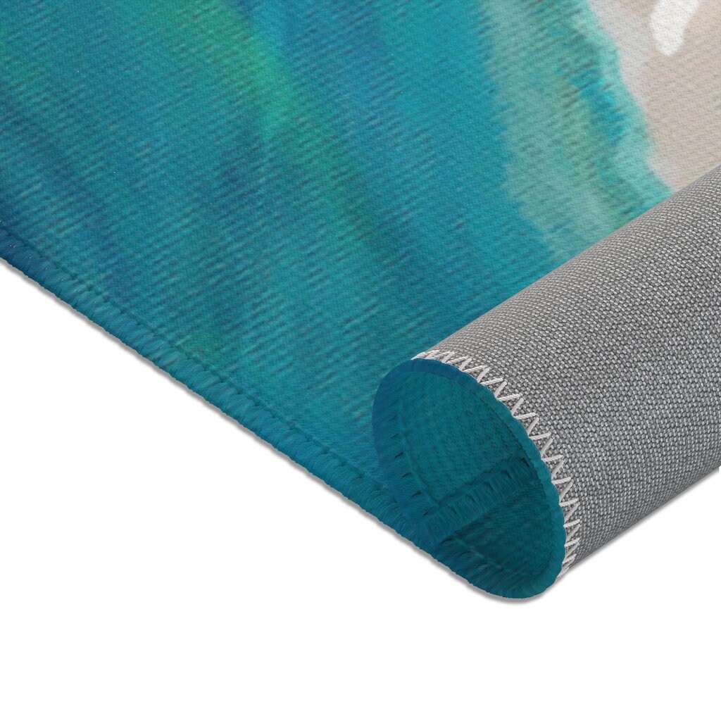 Coastal shores teal beach house area rug of my art. Etsy