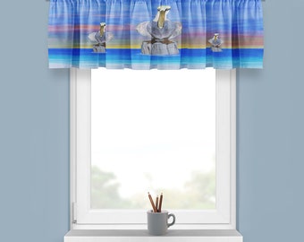 Pelican Coastal Window Valance: Beach Home Decor, Art Print
