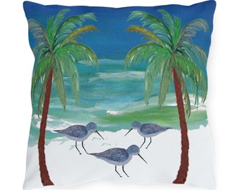Sandpipers Coastal Art Throw Pillow: Beach House Decor