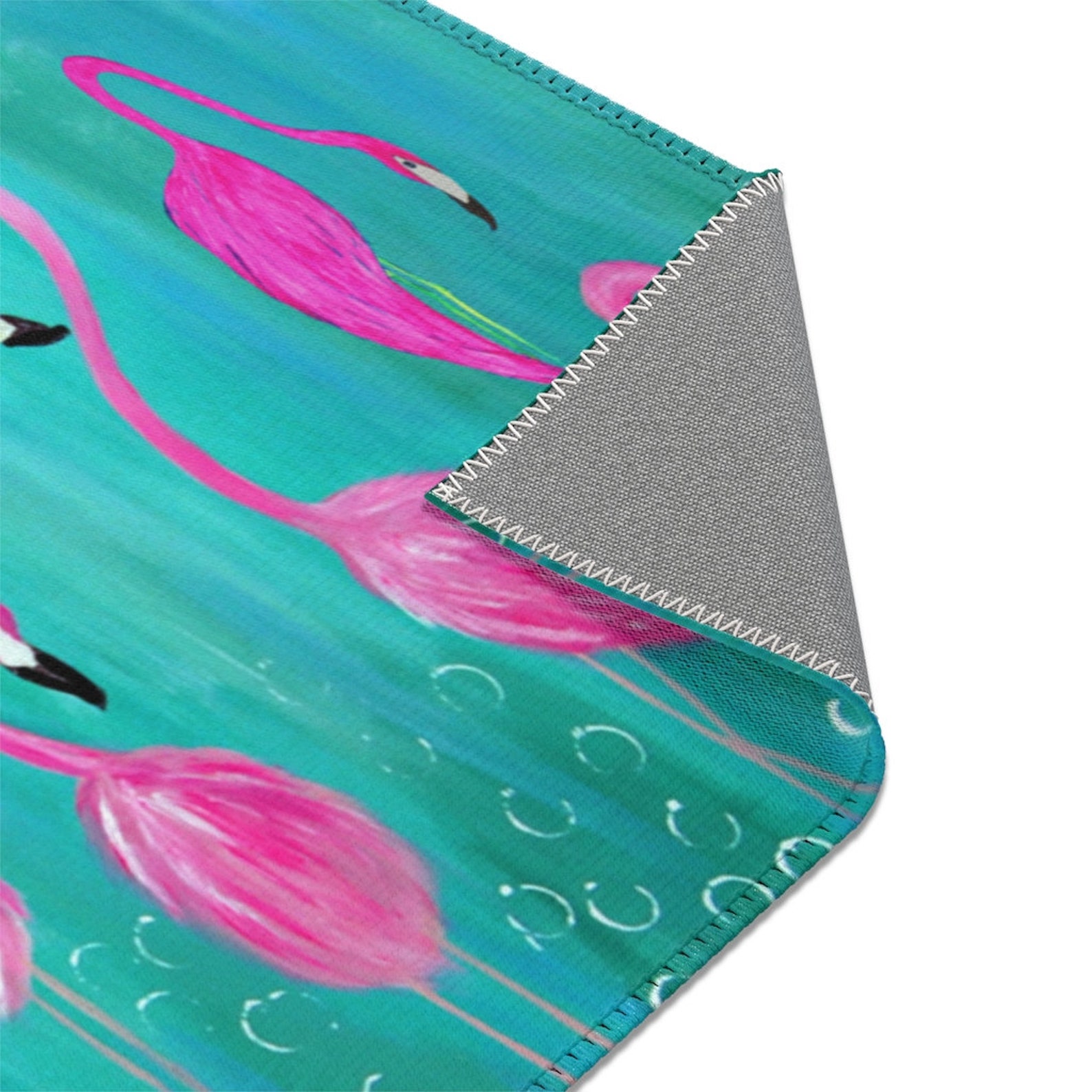 Coastal Flamingos Beach House Flamingo Chenille Area Rugs of My Art. - Etsy