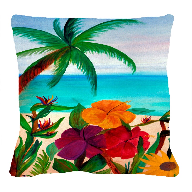 pillows and ottomans from my art. throw blankets Tropical floral beach coastal tropical home decor door floor mats