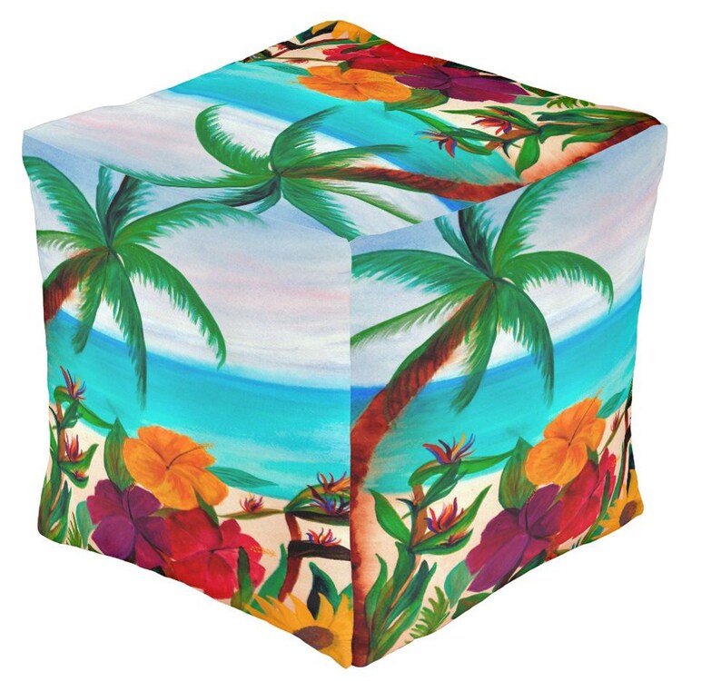 pillows and ottomans from my art. throw blankets Tropical floral beach coastal tropical home decor door floor mats