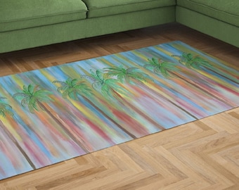Palm Trees Tropical Home Indoor Area Rugs of My Art. Tropical - Etsy