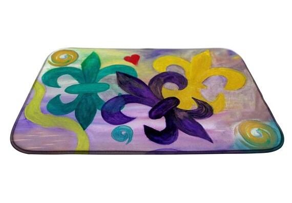 Mardi Gras Fleur De Lis Kitchen Dish Drying Mat From My Etsy