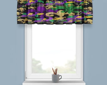 Mardi Gras Fleur de Lis Window Valance: Purple, Green & Gold