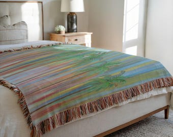 Palm Trees Tropical Home Throw Woven Blankets.