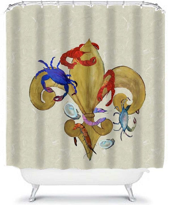 Cajun Fleur De Lis Shower Curtain And Matching Bath Mat From Etsy