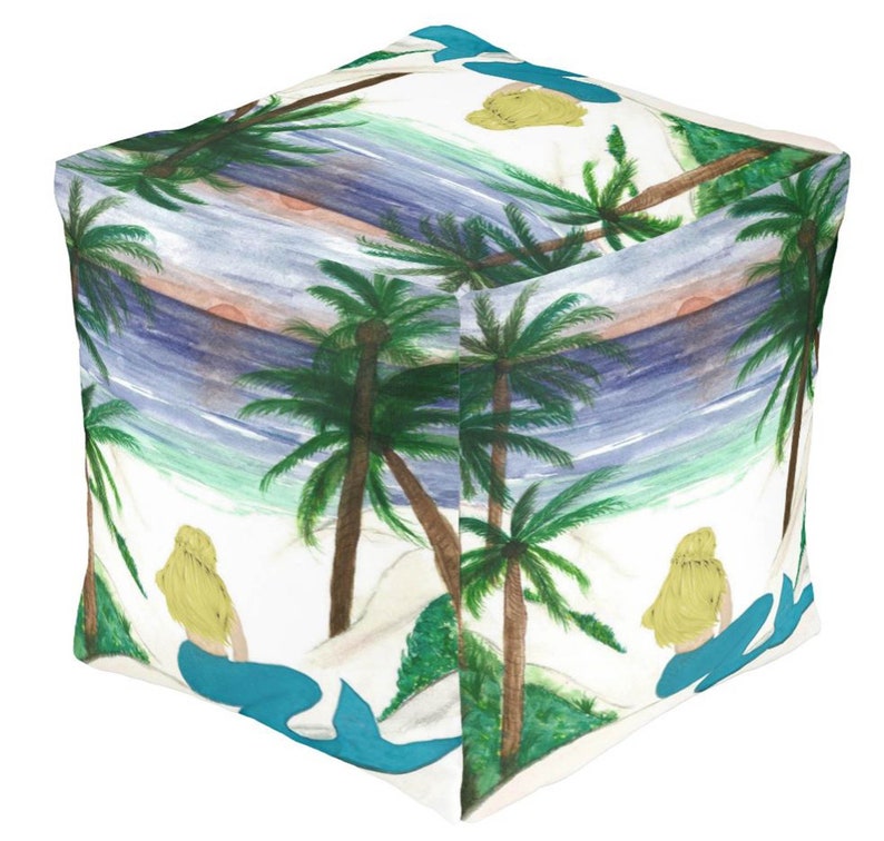Loon lake bird cube ottoman from my art