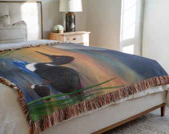 Loon Lake House Throw Woven Blankets Available In 2 Sizes.