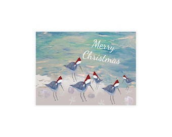 Sandpipers Coastal Christmas Holday Postkarten-Set (Umschläge inklusive)
