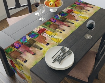 Wine tuscany designTable Runner (Cotton, Poly) with my art. Beautiful wine table decor available in 2 sizes.