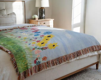 Wildflowers Garden  Floral Art Woven Blankets In 2 Sizes. (Copy)