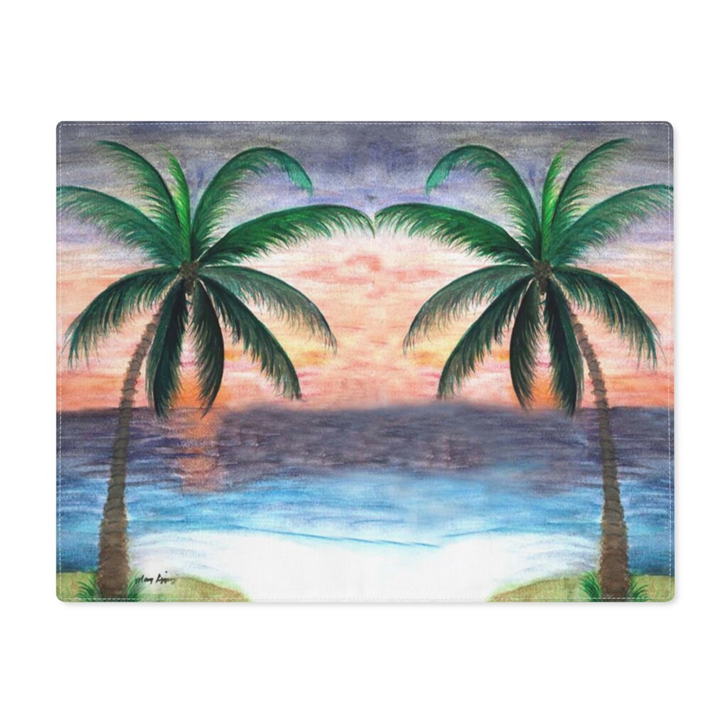 Sunset Palm Trees Coastal Beach House Placemats With My Art. Etsy