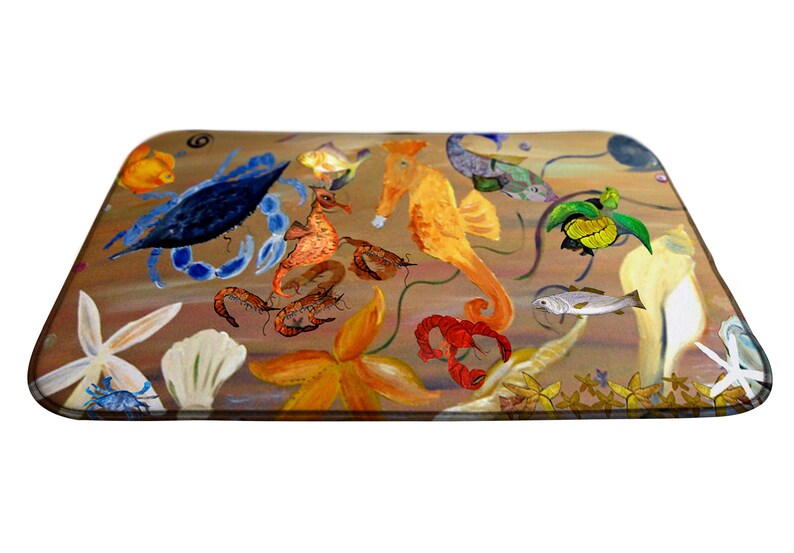 Sandiges Meeresleben Küsten dekor aus meiner Kunst. Bodenmatte | Etsy