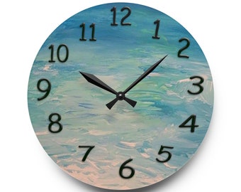 Clearwater beach house Wall Clock with my art. Beach wall clock is available round or square. Beautiful acrylic coastal home wall