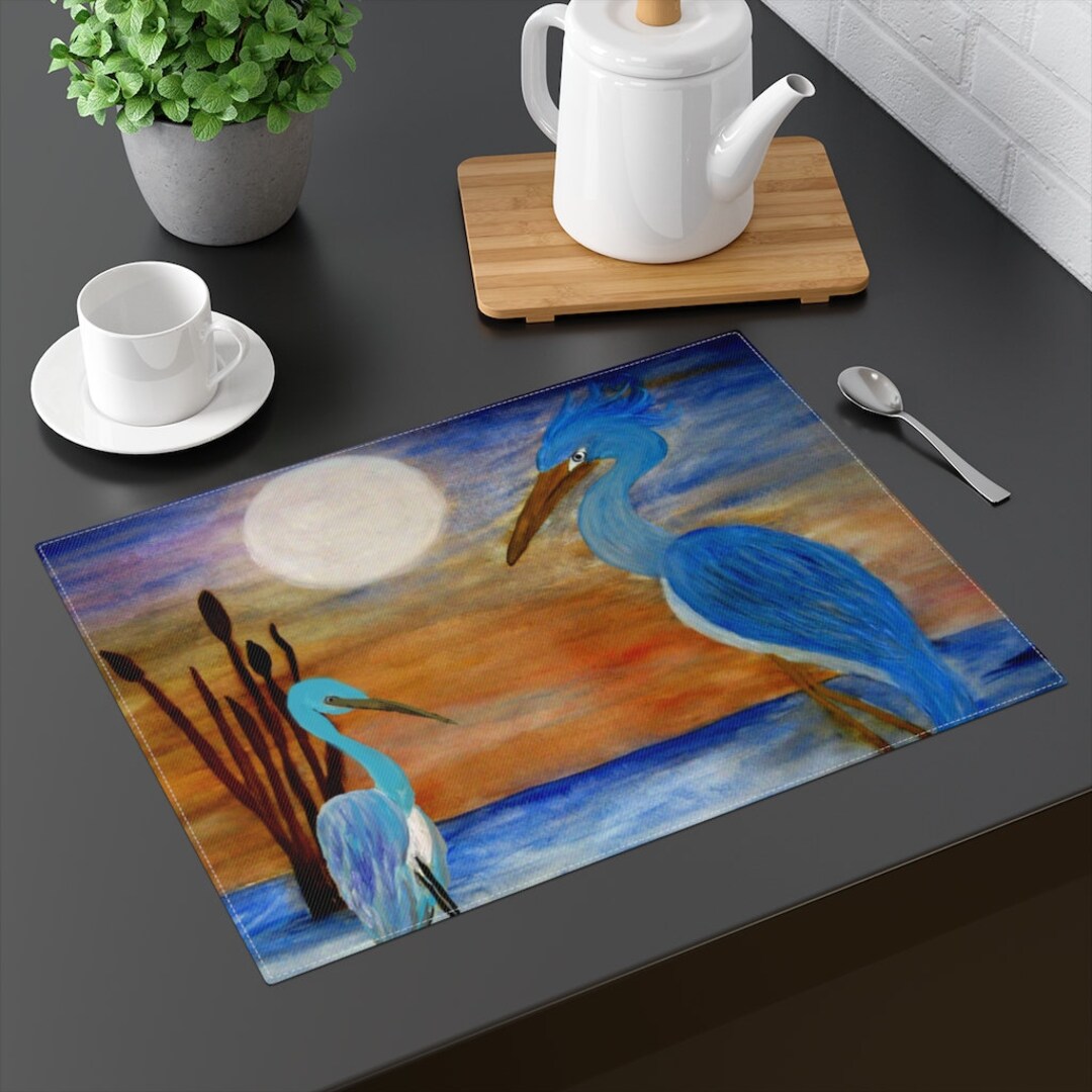 Blue Herons in the Moonlight Coastal Placemat With My Art. Etsy
