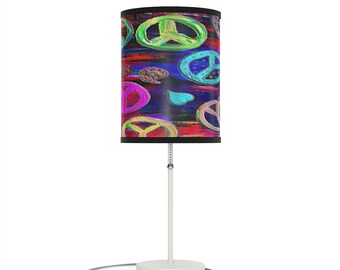 Peace sign 3 prong Lamp on a Stand, US|CA plug with my peace design art.