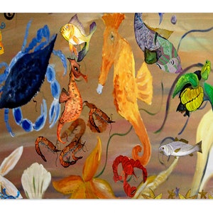 Sandiges Meeresleben Küsten dekor aus meiner Kunst. Bodenmatte | Etsy