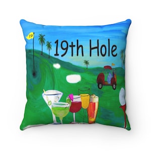 Golf 19th hole bar decor Spun Polyester Square Pillow