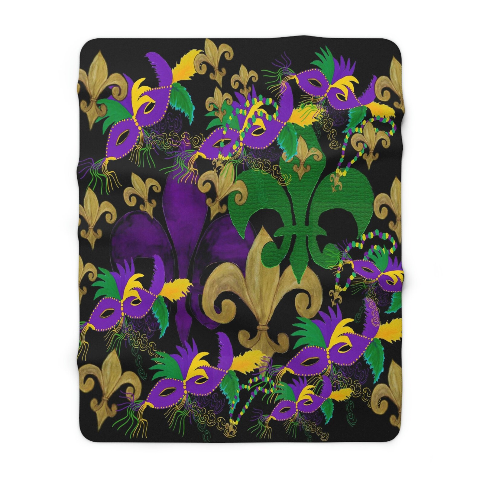 Mardi Gras Fleur De Lis and Masks Decor Sherpa Fleece Blanket Etsy