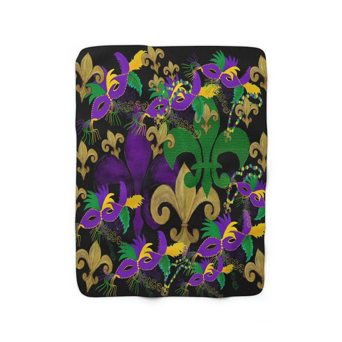 Mardi Gras Fleur De Lis and Masks Decor Sherpa Fleece Blanket Etsy