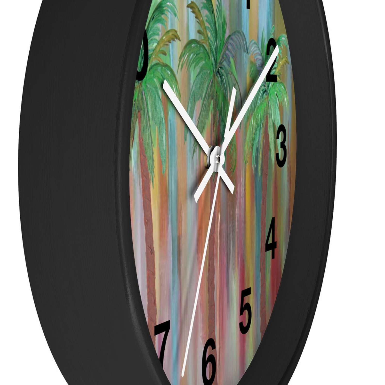 Palm tree tropical Wall clock with my art. Etsy