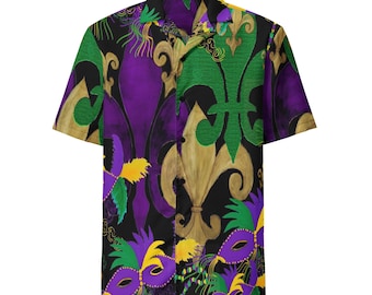 Karneval Fleur de Lis und Masken All Over Print Unisex Shirt.