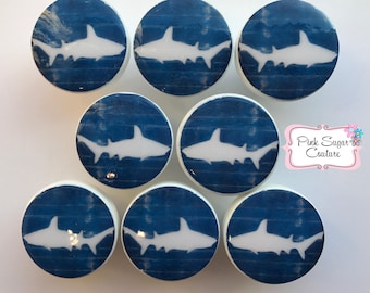 SHARK Bite Knobs NORTH Shore Nautical Handmade m2m Kids Nursery POTTERY Room Drawer Pull Kids Decor