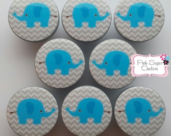 Elephant Knobs Drawer Pulls Boys Kids Nursery Room Coastal Aqua Blue Gray Chevron ... so cute