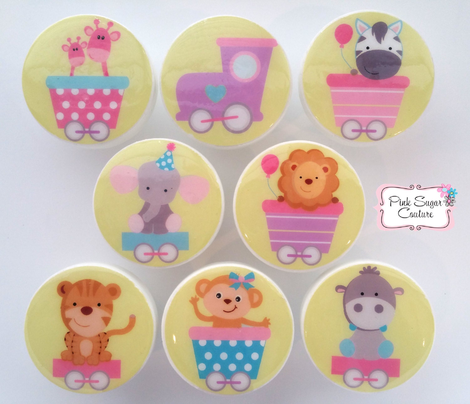 Choo Express Animal Train Jungle Safari Circus Knobs Girls M2M Bedding Kids Nursery Drawer Pulls ... Elephant Bear Zebra Lion