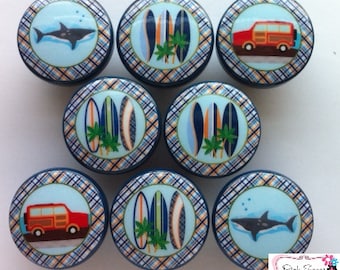NORTH SHORE SHARK Bite Nautical Knobs Handmade m2m Kids Nursery Room Drawer Pull Kids Decor