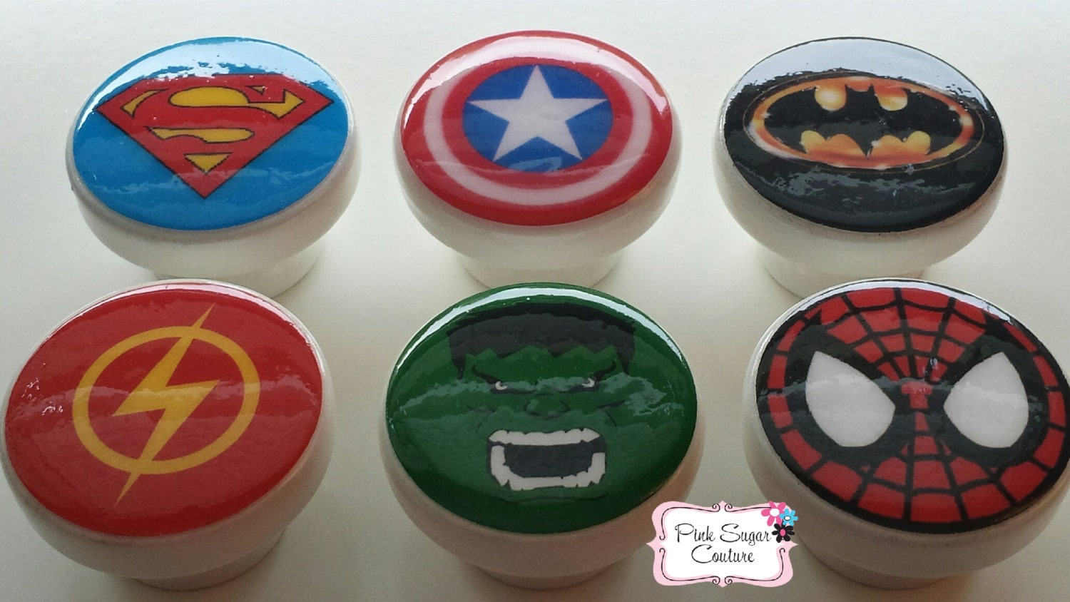 SUPERHERO  Handmade Knobs m2m Bedding Drawer Pull Kids Room Decor boy…
