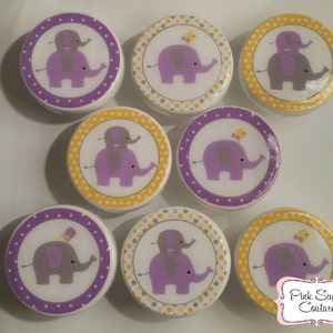 Elephant knobs lavender yellow gray grey M2M Kids Nursery Roombedding drawer pulls dots ... so cute image 1