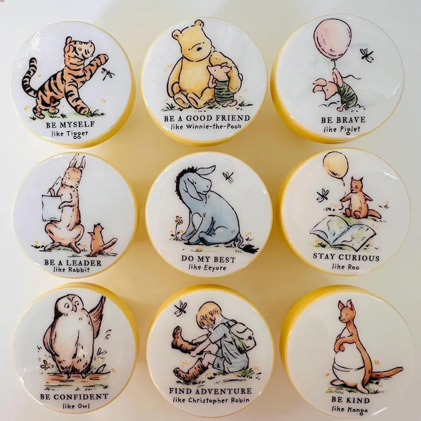 WINNIE THE POOH knobs drawer pulls Affirmation M2M bedding Kids Nursery room decor art ... so cute! Unisex Boy or Girl