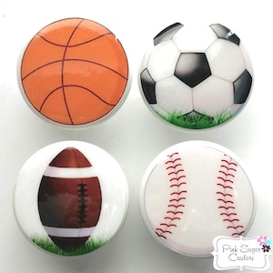 Soccer Basketball Football Baseball Knobs Sports Balls Drawer Pull Kids Nursery Room Decor - Handmad