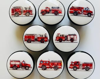 Fireman Knobs Firetruck Drawer pulls bouton Station House Fireman Chevron Fire Safety First Responder