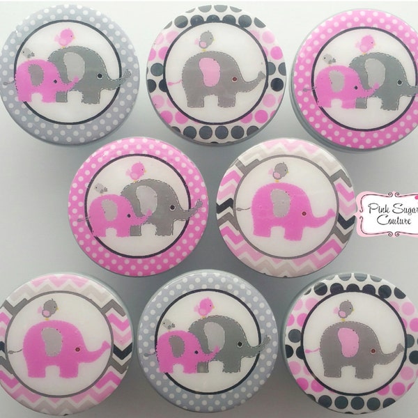 Perillas de elefante de color rosa grisáceo M2M para cajones de ropa de cama para habitación infantil, lunares... tan lindos