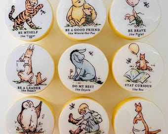 WINNIE THE POOH knobs drawer pulls Affirmation M2M bedding Kids Nursery room decor art ... so cute! Unisex Boy or Girl