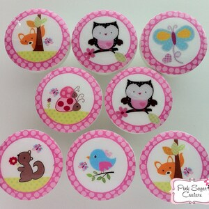 FINNEA WOODLAND WONDERS Knäufe m2m Circo Bettwäsche Kinderzimmer Kinderzimmer Schublade Zug Kinder Dekor Eule Baum Vogel rosa Wald Wald Mädchen