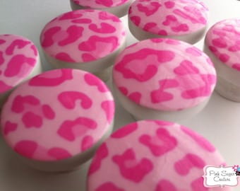 8 Knäufe Leoparden-Tierprint Handgefertigte Schubladenknäufe Sie Farbe wählen