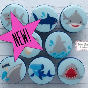 SHARK Knobs NORTH Baby Shark Bite Shore Nautical Handmade m2m Kids Nursery POTTERY Room Drawer Pull Kids Decor