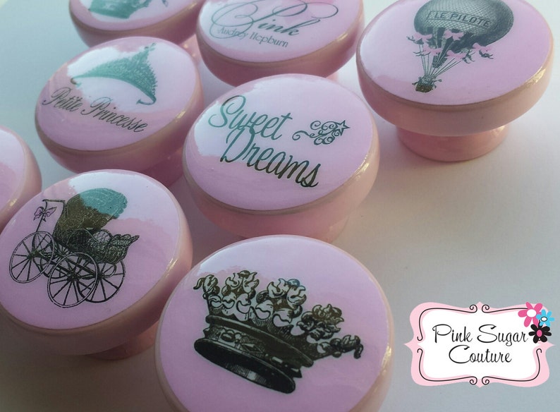 NEW Pink Baby Princess Vintage Drawer Knobs Pulls Kids Nursery Etsy