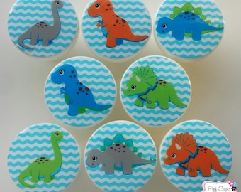 DINOSAUR Knobs Drawer Pulls Boys Girls Kids Nursery Room Green Gray Blue Orange Chevron ... so cute