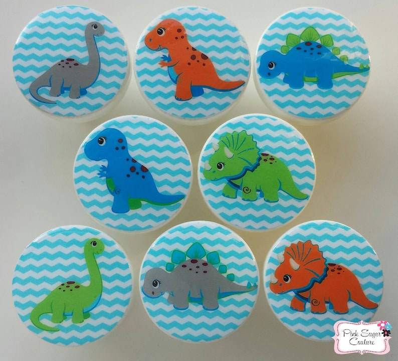 DINOSAUR Knobs Drawer Pulls Boys Girls Kids Nursery Room Green Etsy