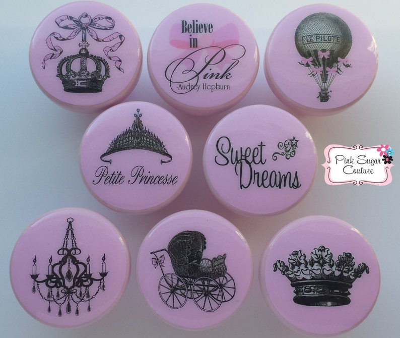 NEW Pink Baby Princess Vintage Drawer Knobs Pulls Kids Nursery Etsy