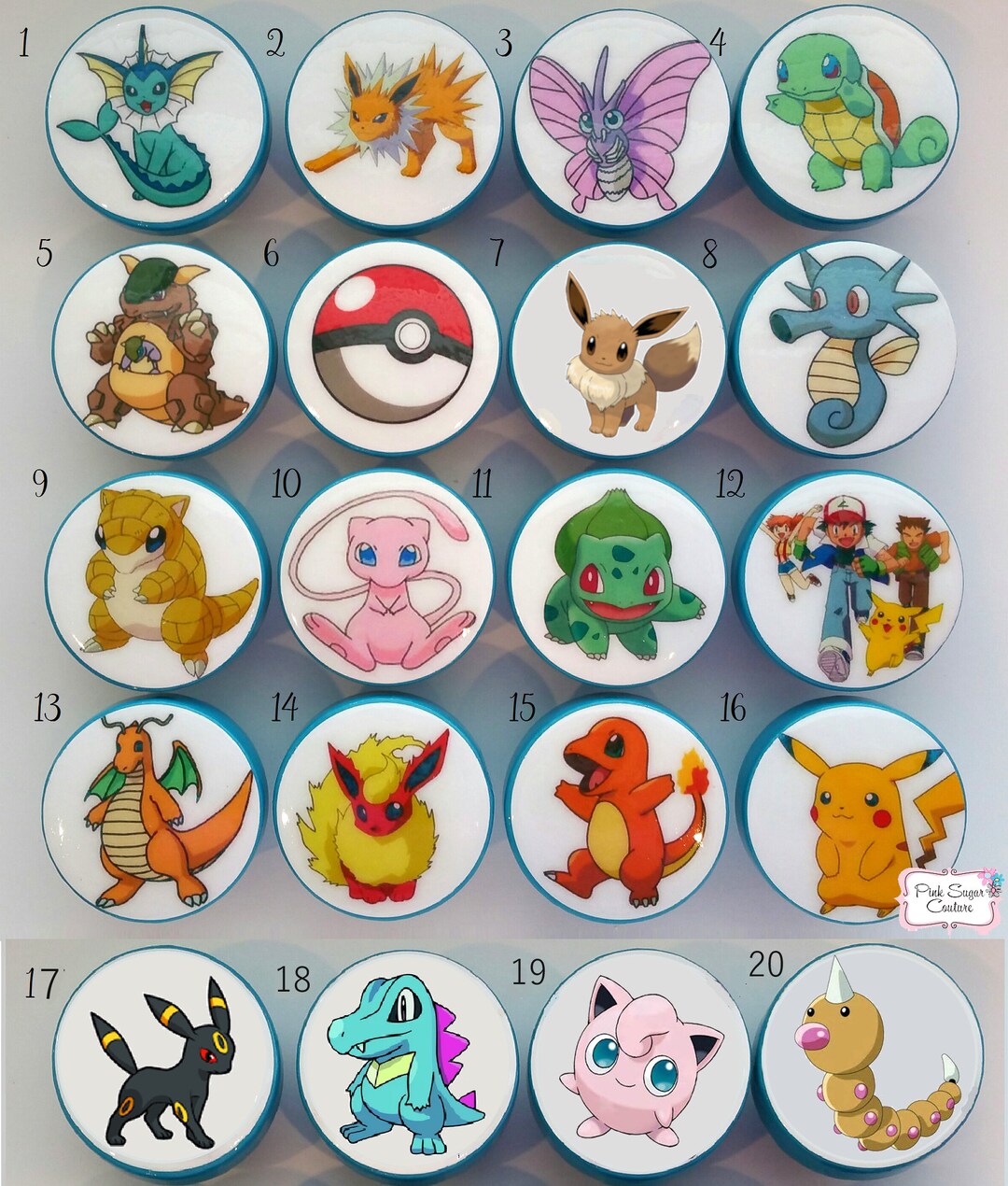 POKEMON GO KNOBS Handmade Drawer Pull Kids Room Decor Boys Girls Four