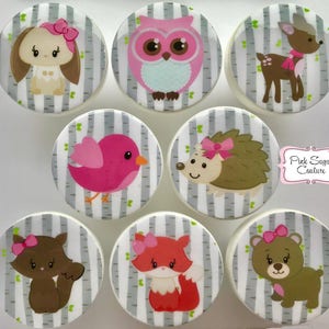 WOODLAND PINK Knobs GIRLS Circo bedding Kids Nursery Room drawer pull kids decor owl tree bird