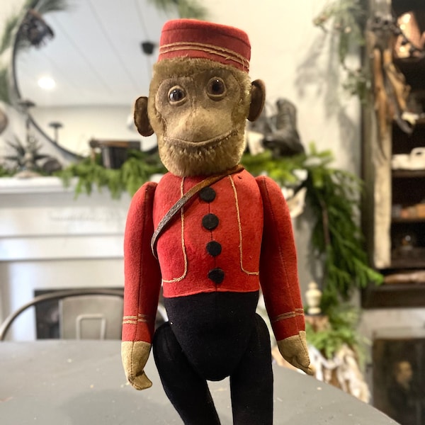 Antique Schuco Bellhop, Yes No Monkey, RARE, 1920.